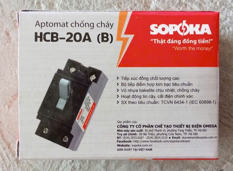 Át Đen - Aptomat chống cháy HCB-20A (B)